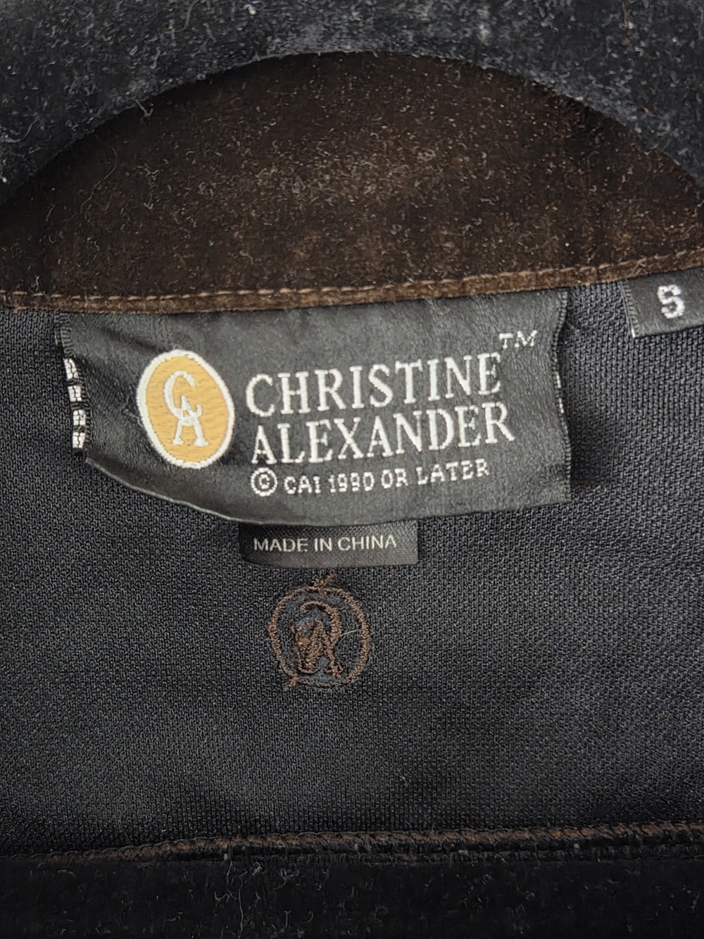 Christine Alexander Brown Velour Jacket Size S fake Crystal Buttons - Picture 4 of 5